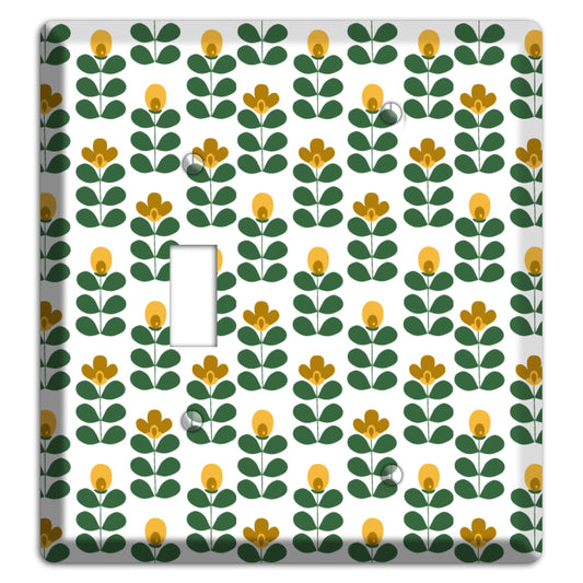 Dark Green Deco Floral Half Drop Toggle / Blank Wallplate