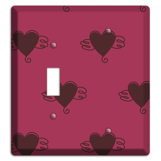 Fuschia Winged Hearts 2 Toggle / Blank Wallplate