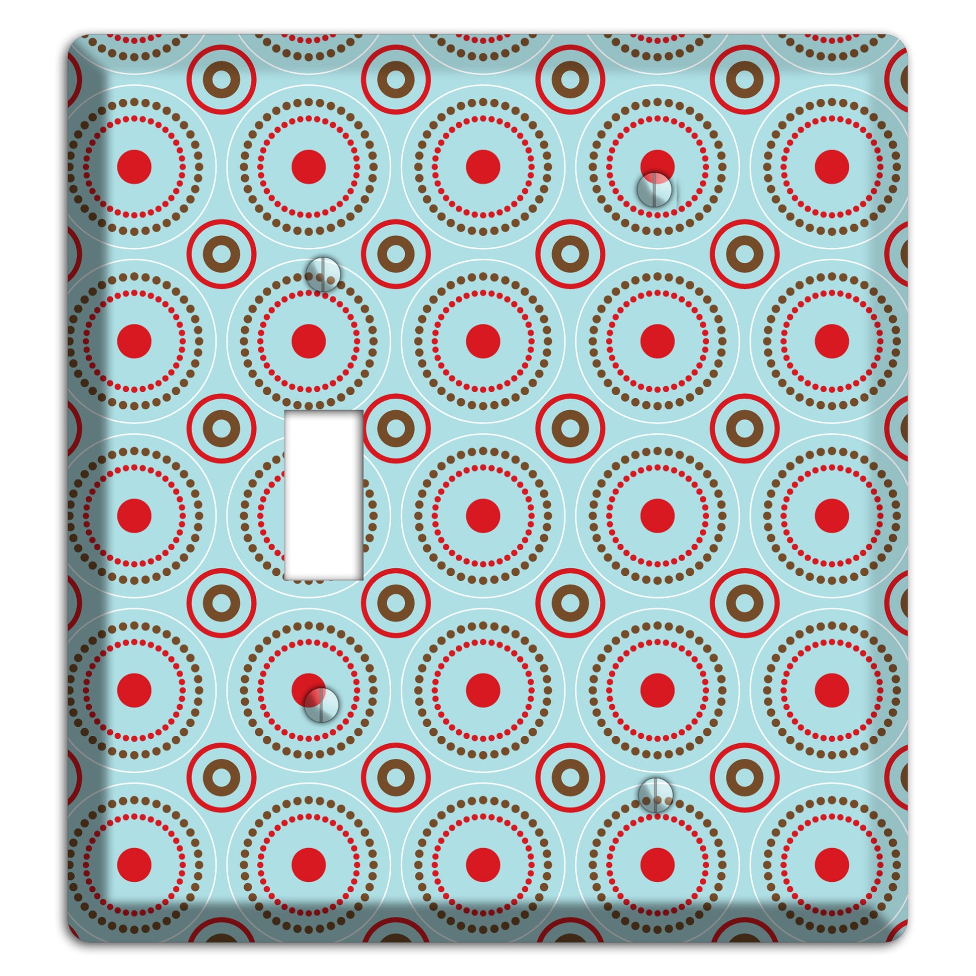 Dusty Blue with Red and Brown Retro Suzani Toggle / Blank Wallplate