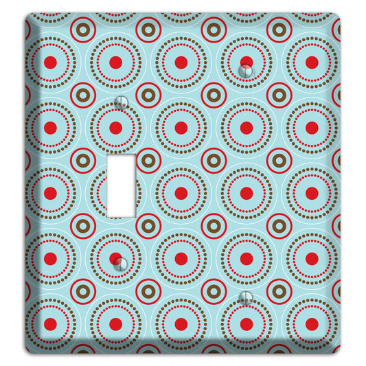 Dusty Blue with Red and Brown Retro Suzani Toggle / Blank Wallplate