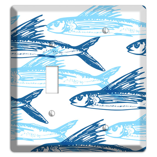 Multi-Blue Fish Toggle / Blank Wallplate