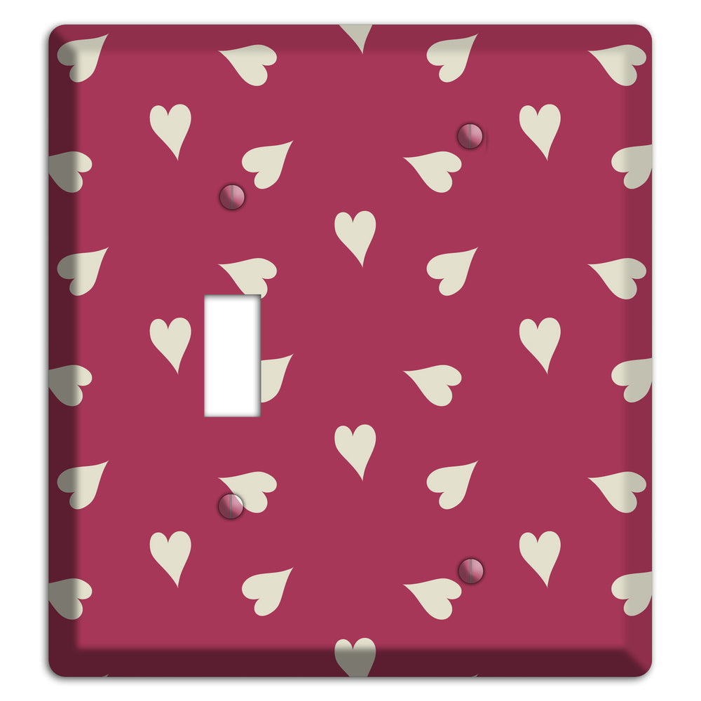 Fuschia with White Hearts Toggle / Blank Wallplate