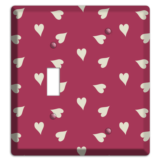 Fuschia with White Hearts Toggle / Blank Wallplate