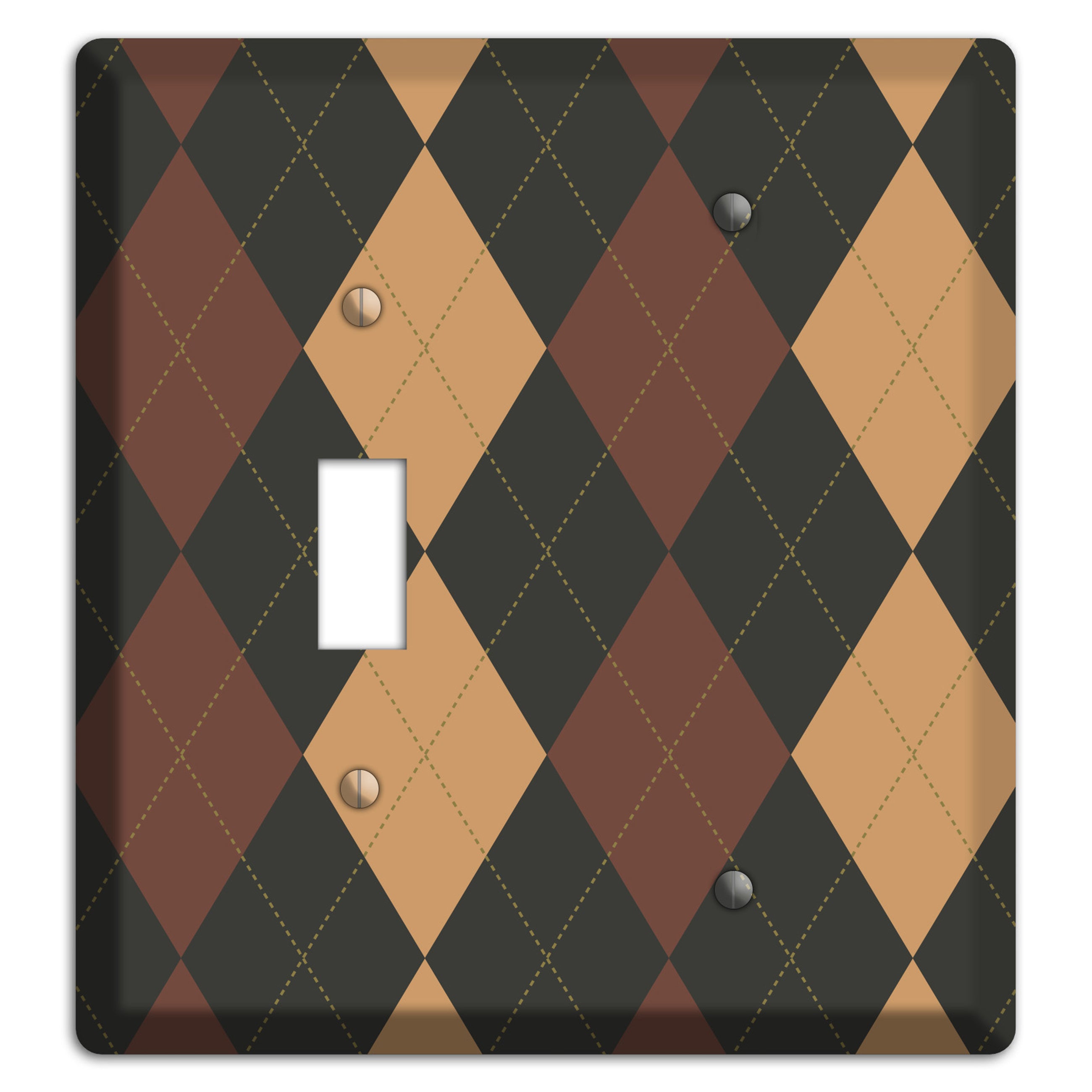 Maroon and Tan Argyle Toggle / Blank Wallplate