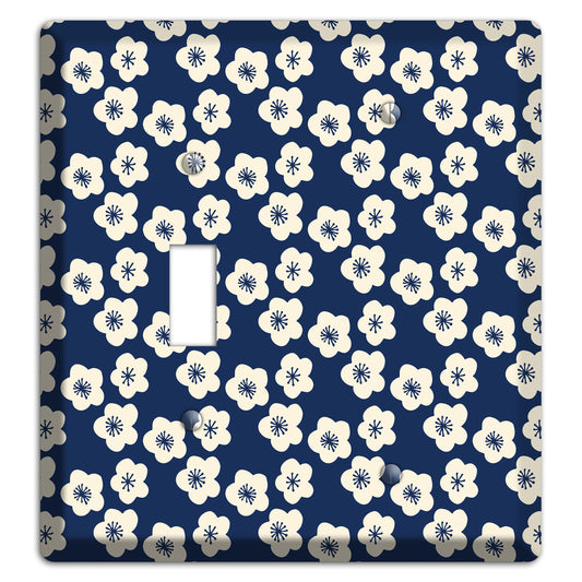 Navy Blossoms Toggle / Blank Wallplate