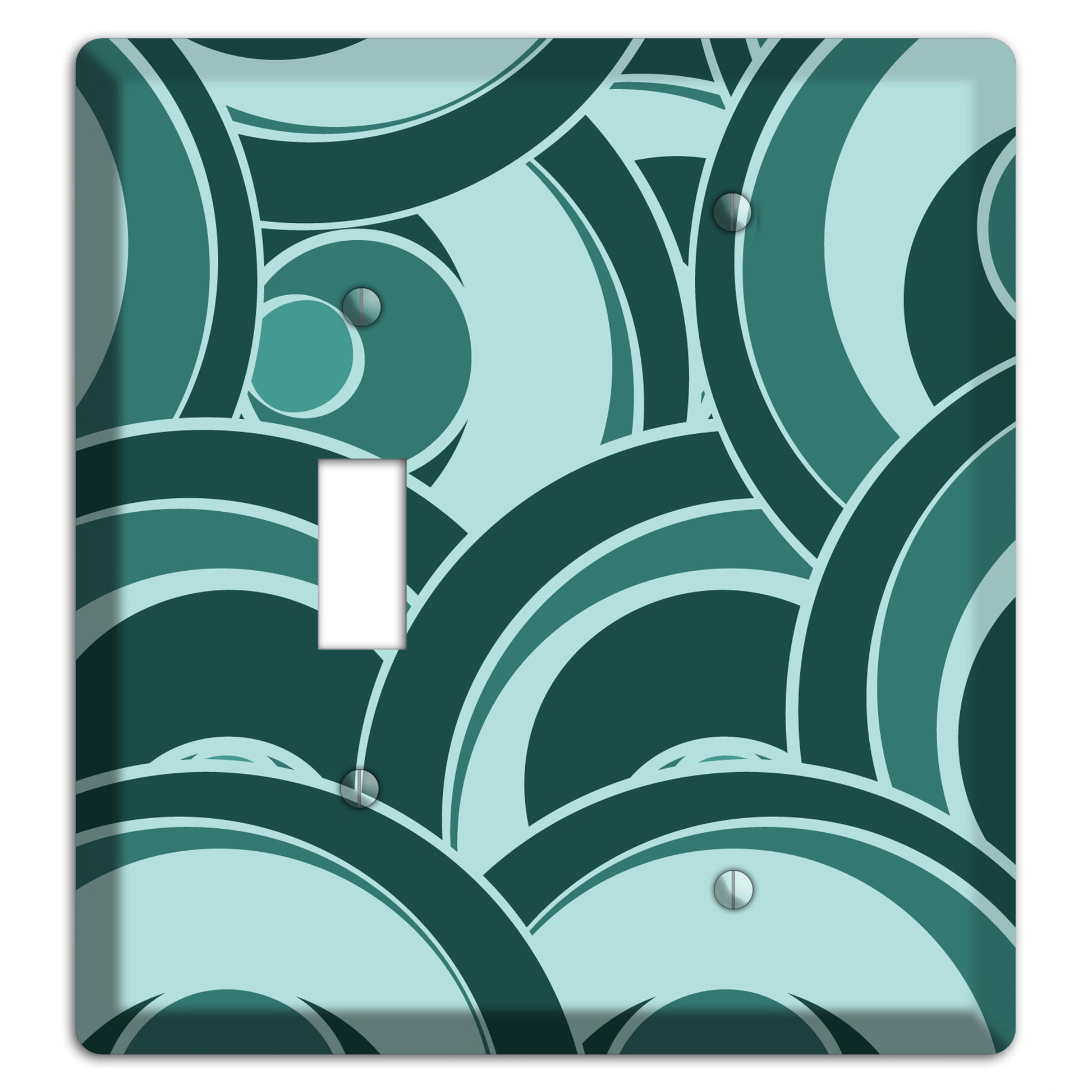 Blue-green Deco Circles Toggle / Blank Wallplate