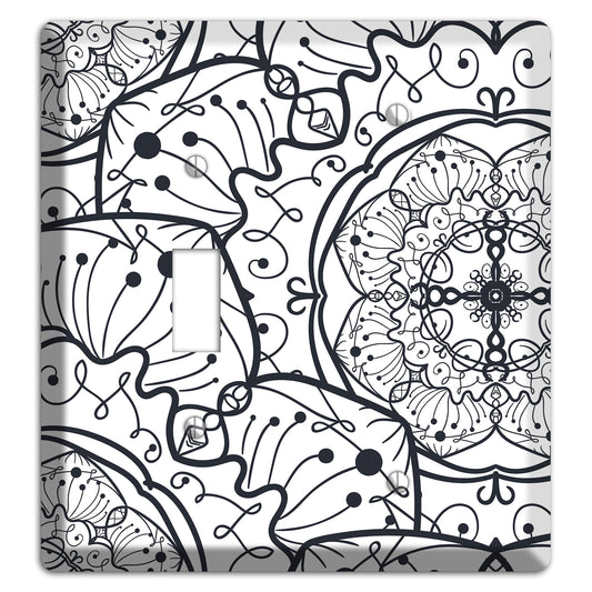 Mandala Black and White Style M Cover Plates Toggle / Blank Wallplate