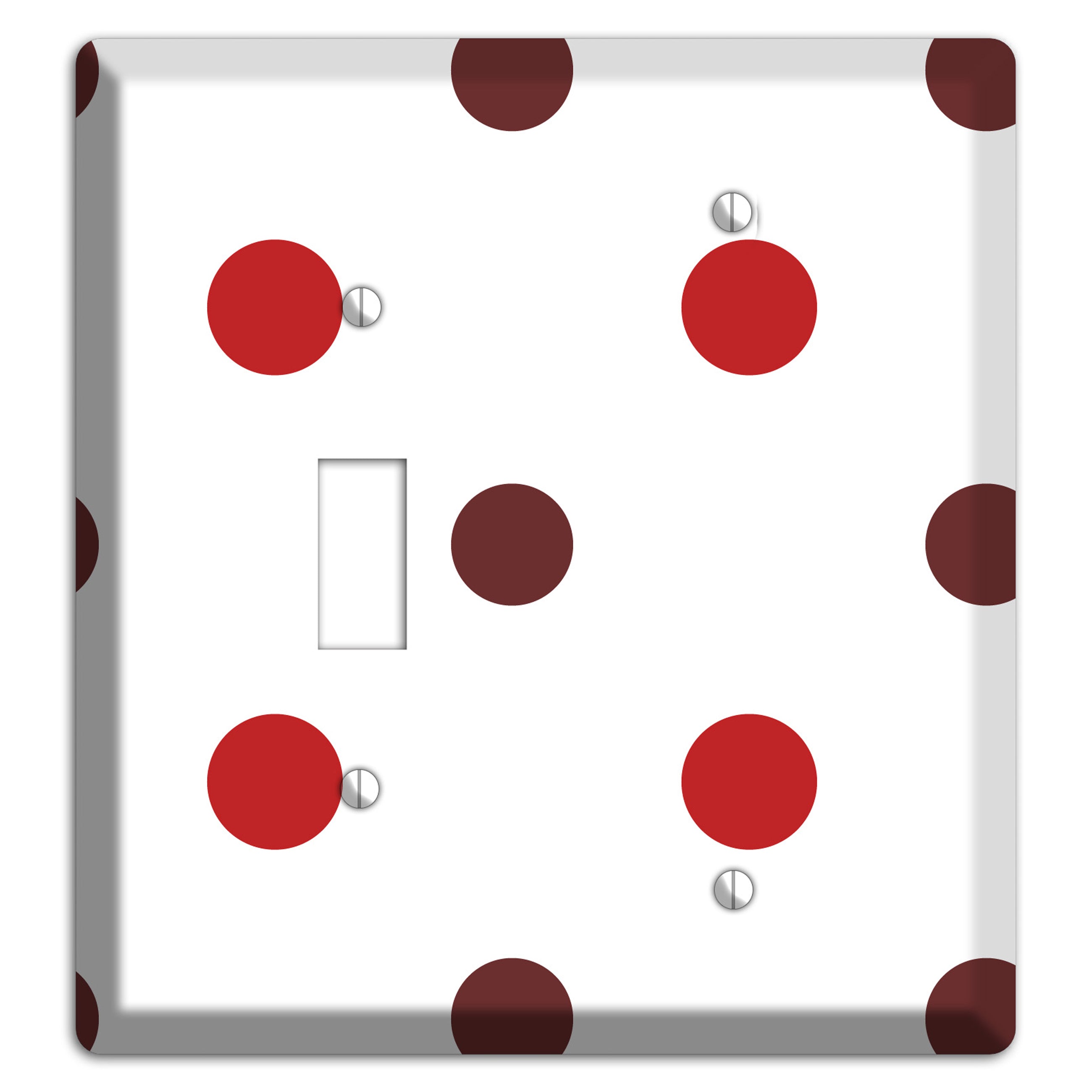 Red and Brown Medium Polka Dots Toggle / Blank Wallplate