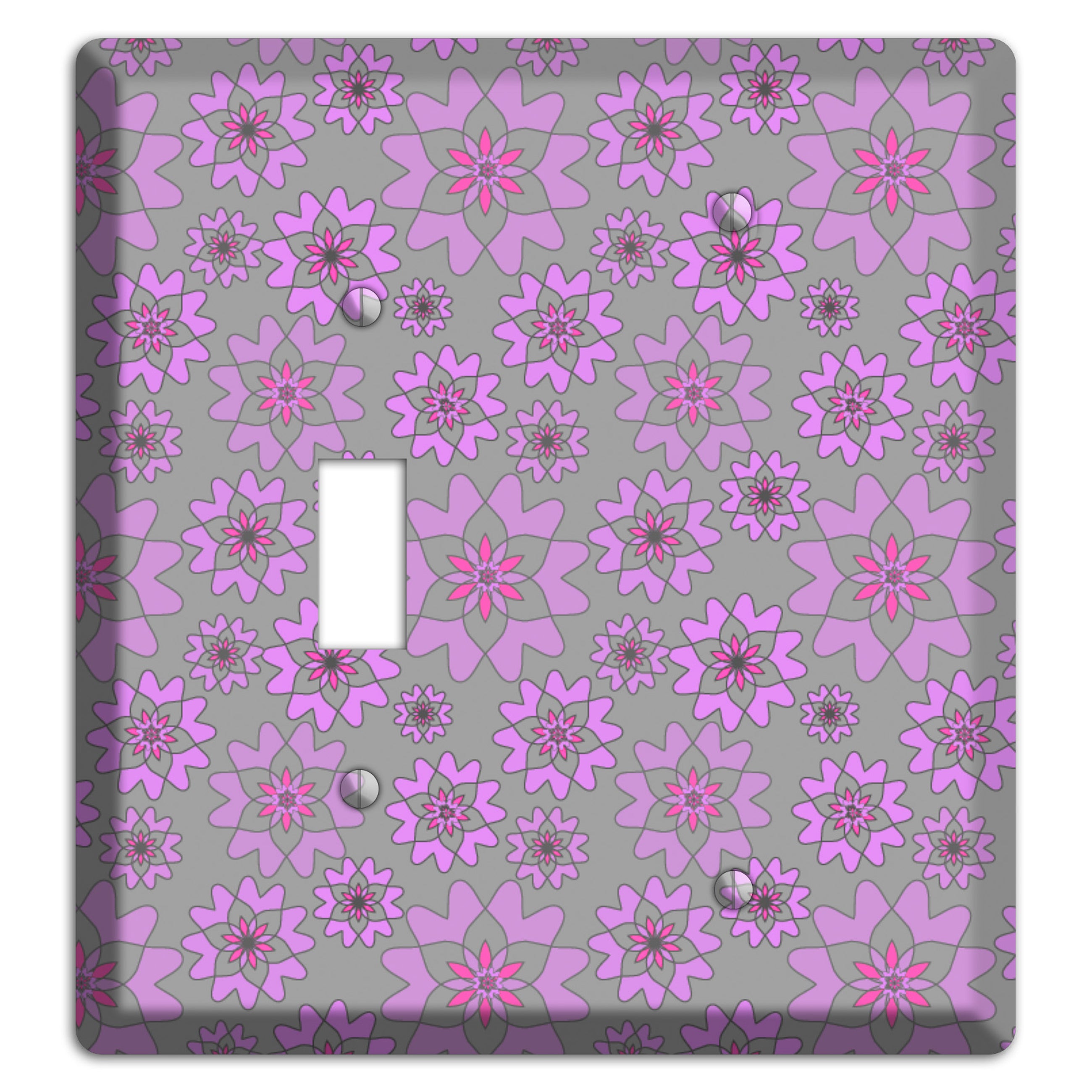 Grey with Purple Retro Suzani Toggle / Blank Wallplate