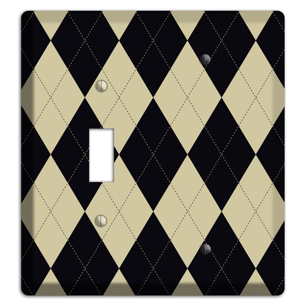 Tan and Black Argyle Toggle / Blank Wallplate