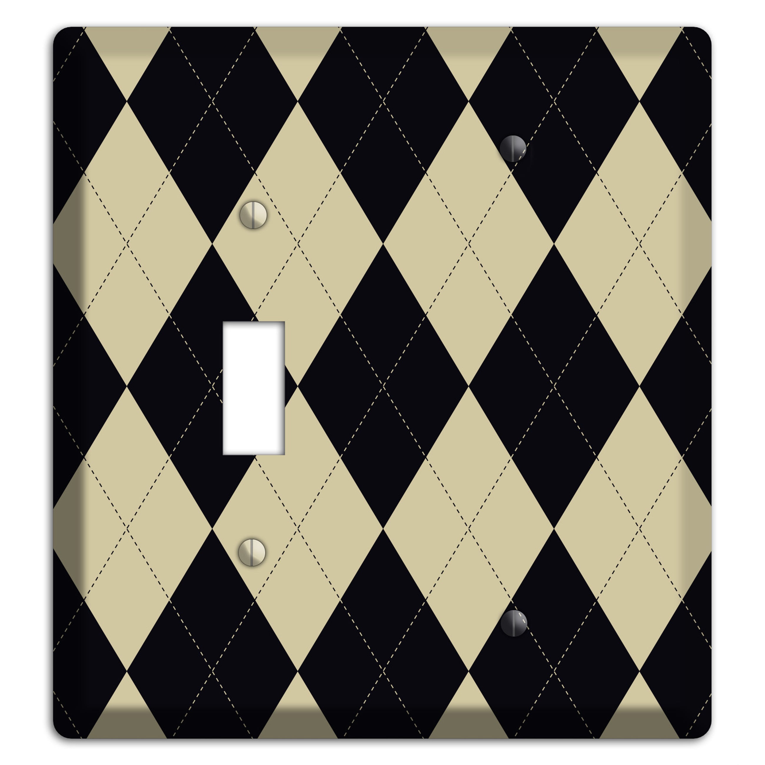 Tan and Black Argyle Toggle / Blank Wallplate