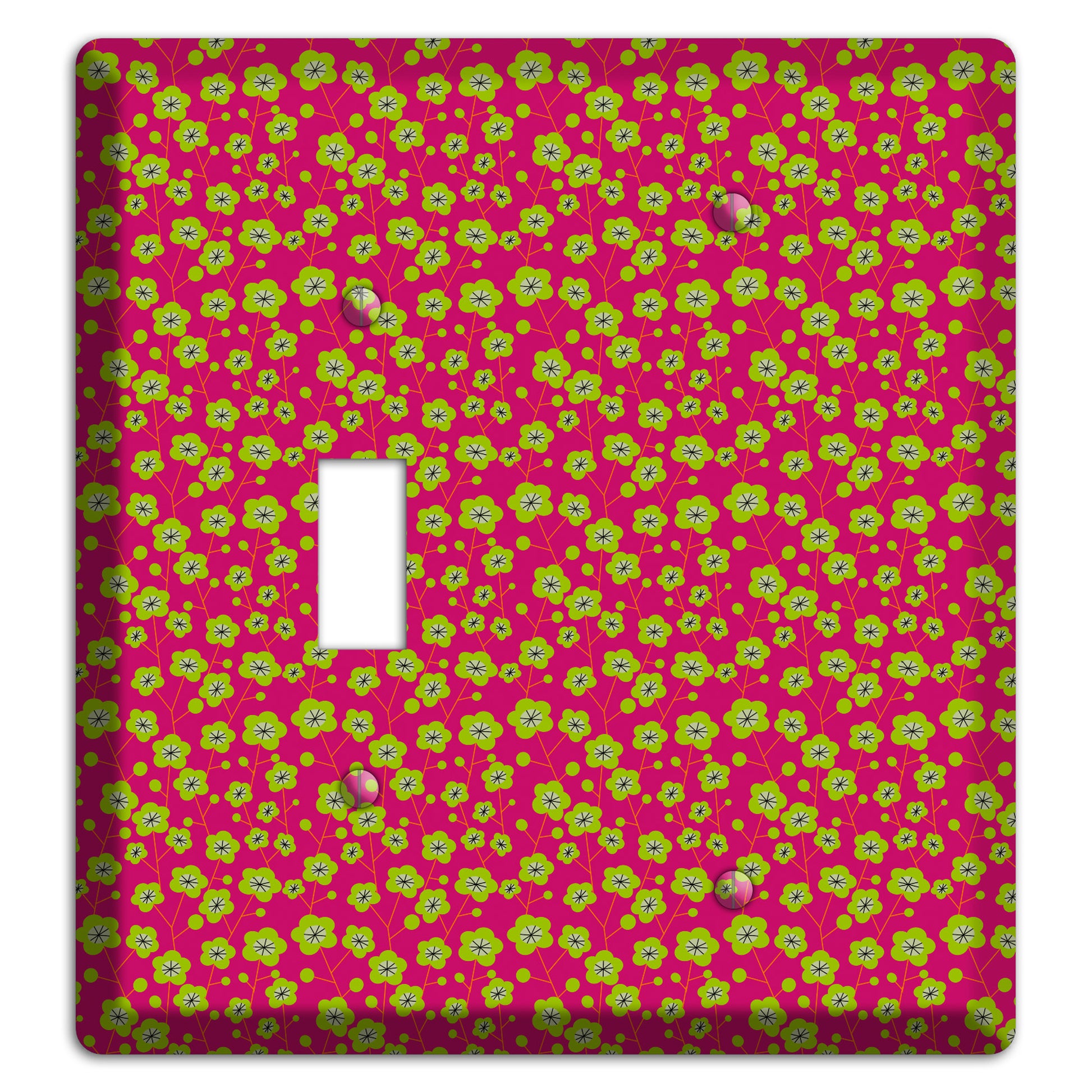 Fuschia and Yellow Calico Toggle / Blank Wallplate