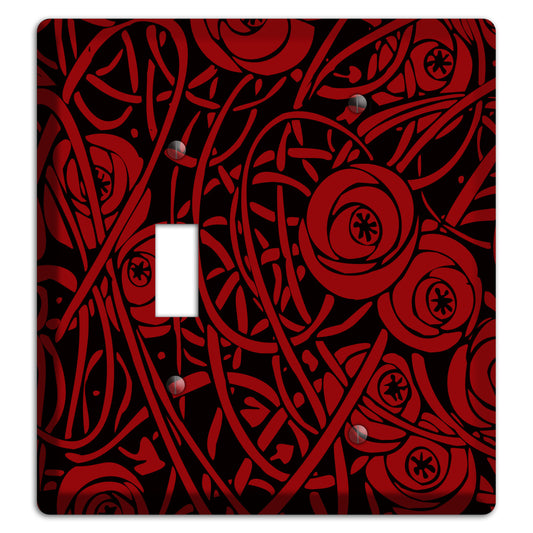 Red Deco Floral Toggle / Blank Wallplate