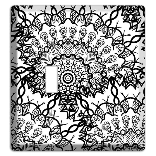 Mandala Black and White Style P Cover Plates Toggle / Blank Wallplate