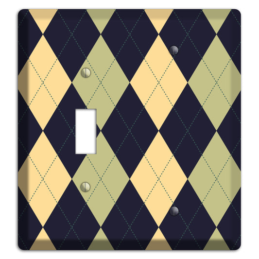 Yellow and Tan Argyle Toggle / Blank Wallplate
