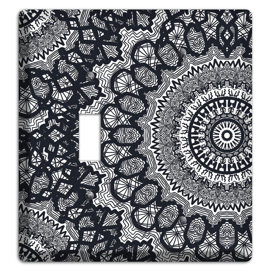 Mandala Black and White Style T Cover Plates Toggle / Blank Wallplate