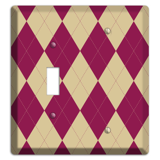 Red and Tan Argyle Toggle / Blank Wallplate