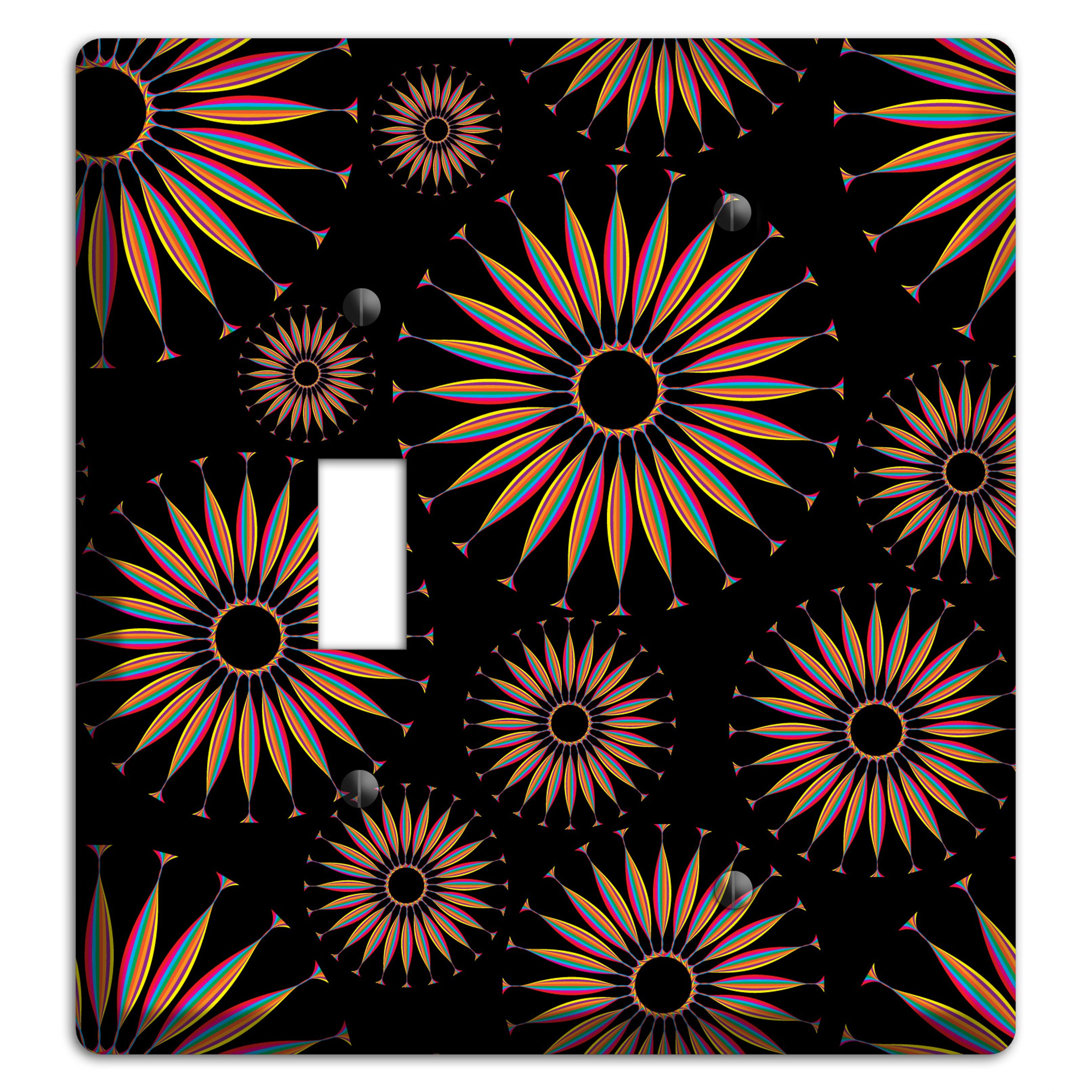 Black with Multi Suzani Toggle / Blank Wallplate