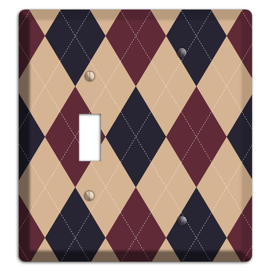 Brown and Tan Argyle Toggle / Blank Wallplate
