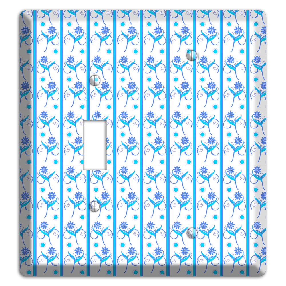 Blue Floral Pattern Toggle / Blank Wallplate