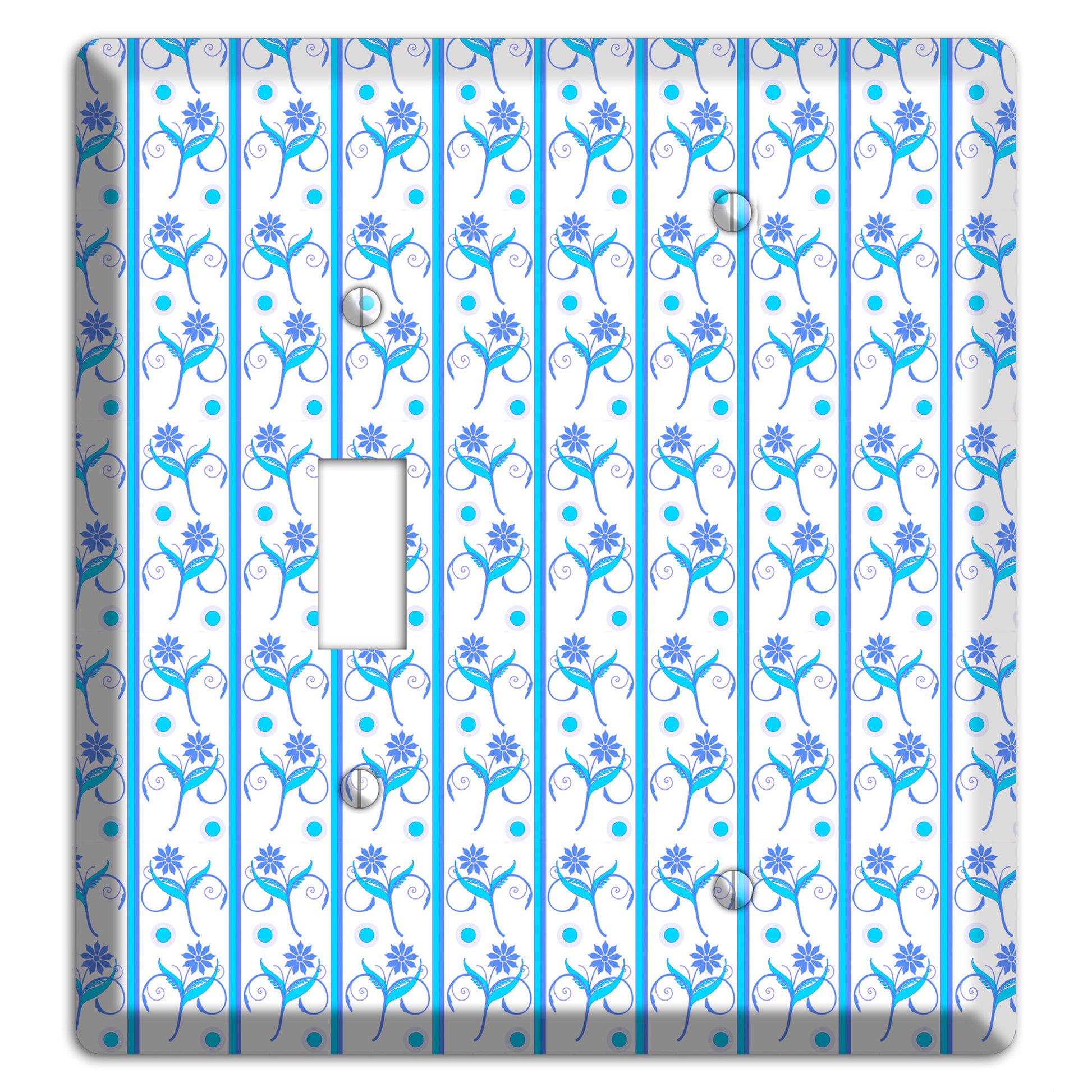 Blue Floral Pattern Toggle / Blank Wallplate