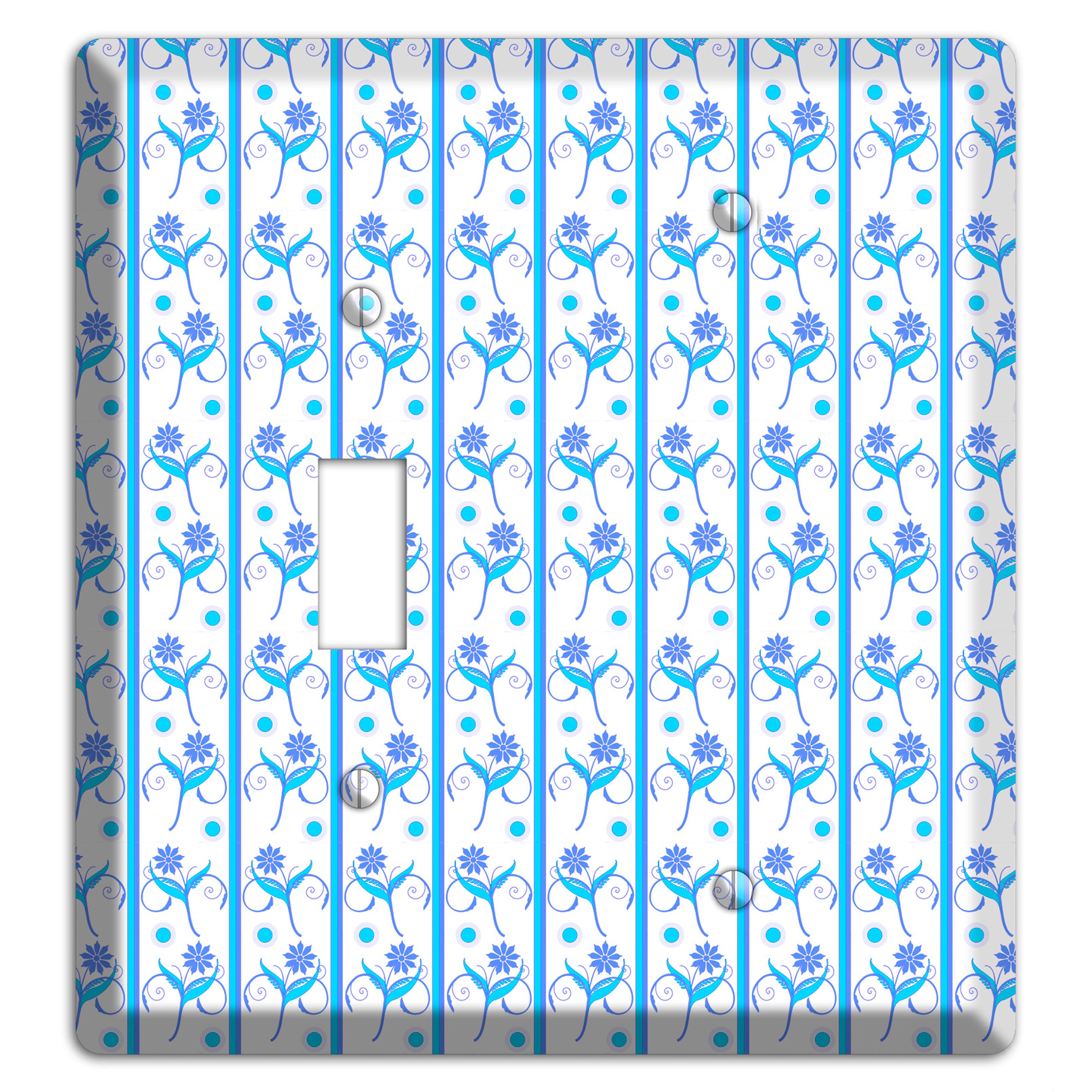 Blue Floral Pattern Toggle / Blank Wallplate