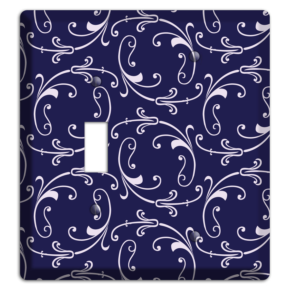 Navy Victorian Sprig Toggle / Blank Wallplate