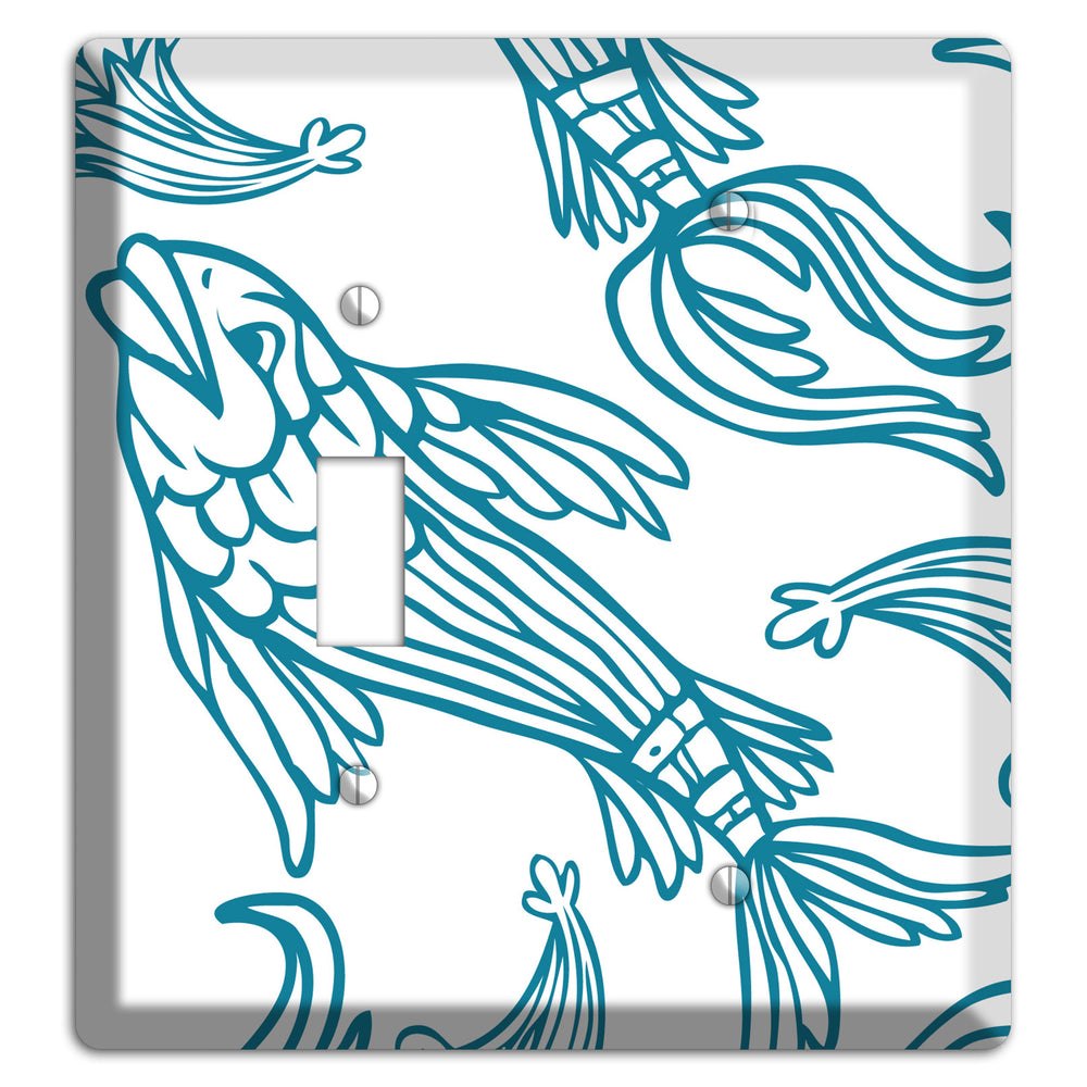 Teal and White Koi Toggle / Blank Wallplate