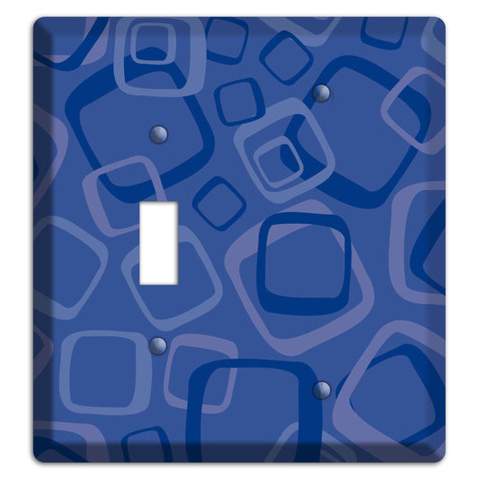 Multi Blue Random Retro Squares Toggle / Blank Wallplate