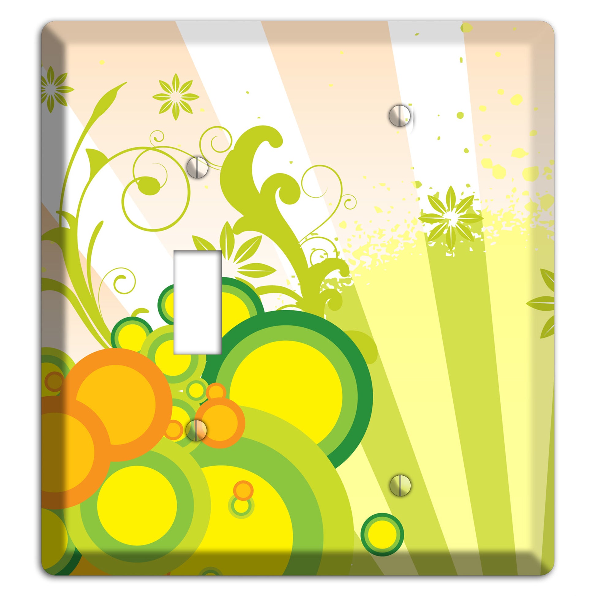 Green Yellow Orange Retro Sprig Toggle / Blank Wallplate