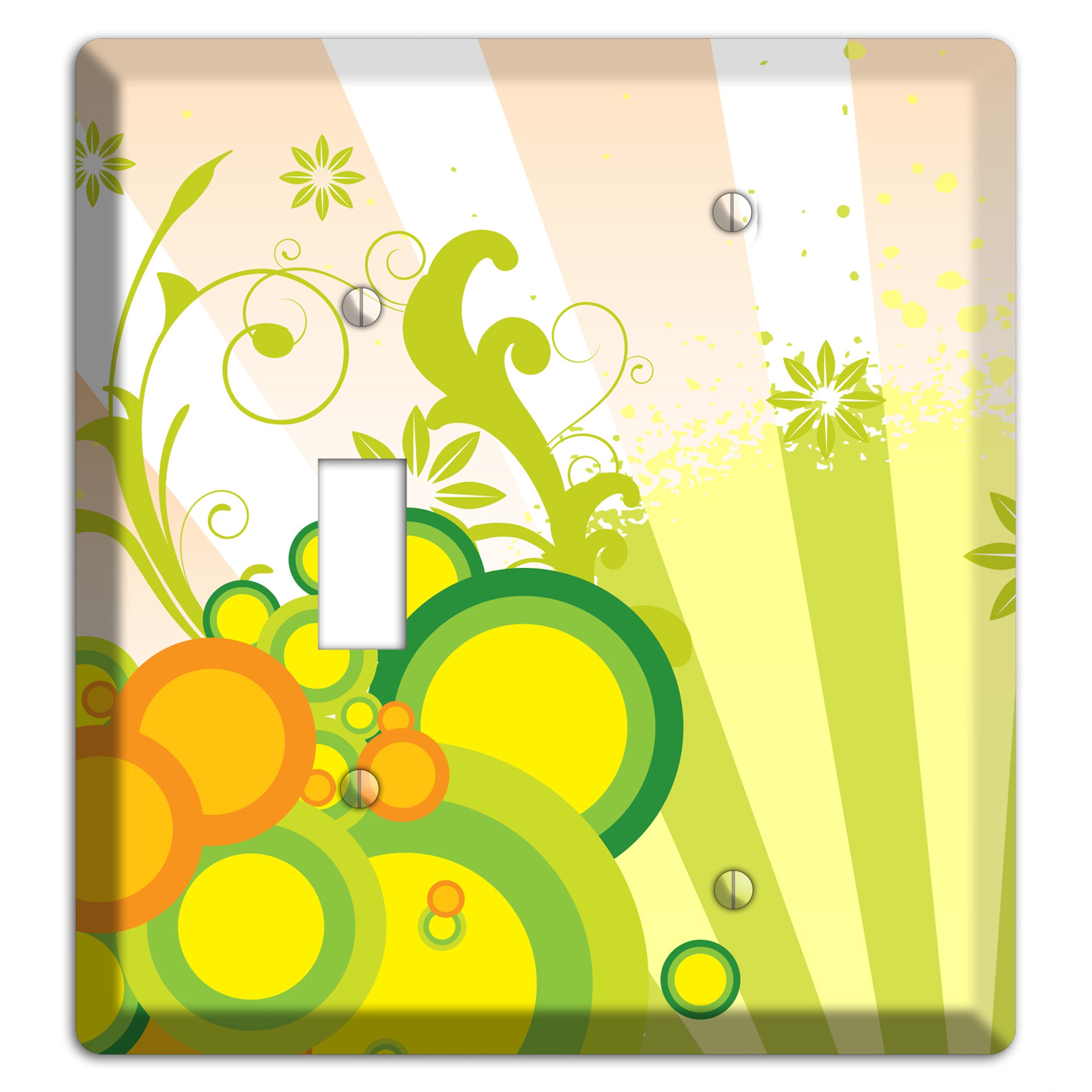 Green Yellow Orange Retro Sprig Toggle / Blank Wallplate