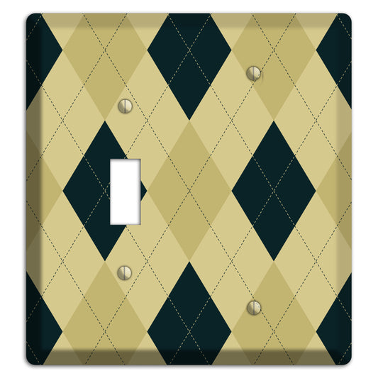 Beige and Yellow Argyle Toggle / Blank Wallplate