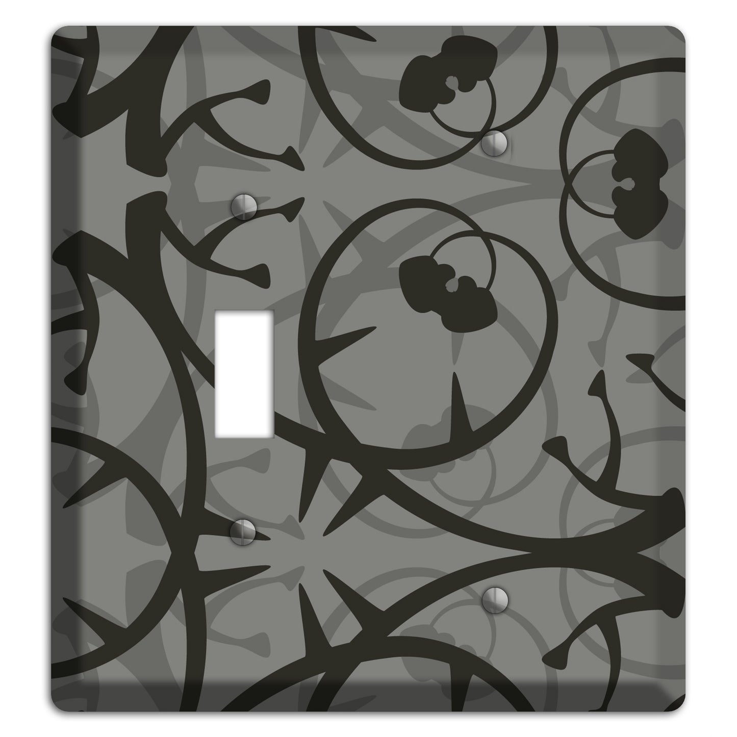 Grey with Black Retro Sprig Toggle / Blank Wallplate