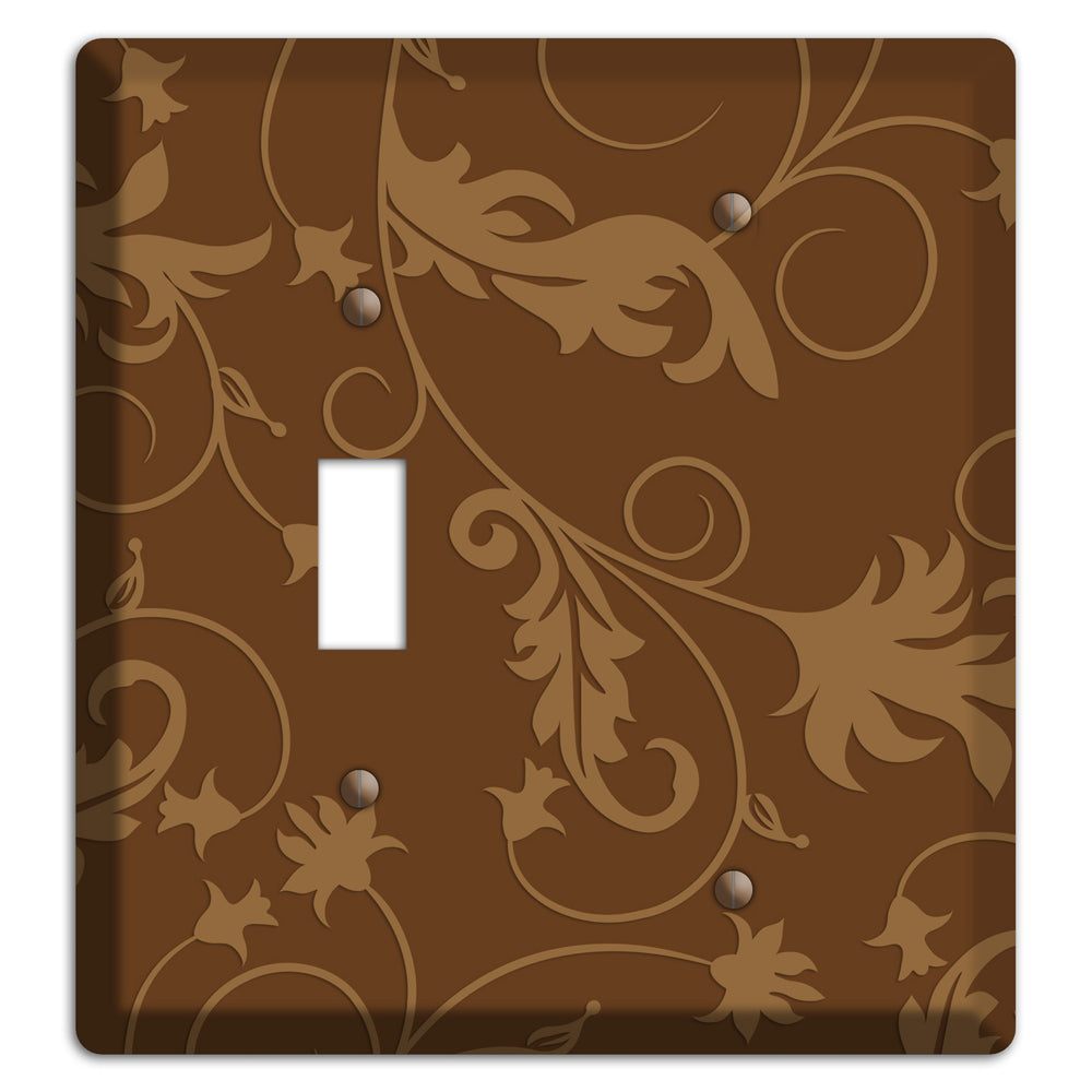 Brown Victorian Sprig Toggle / Blank Wallplate