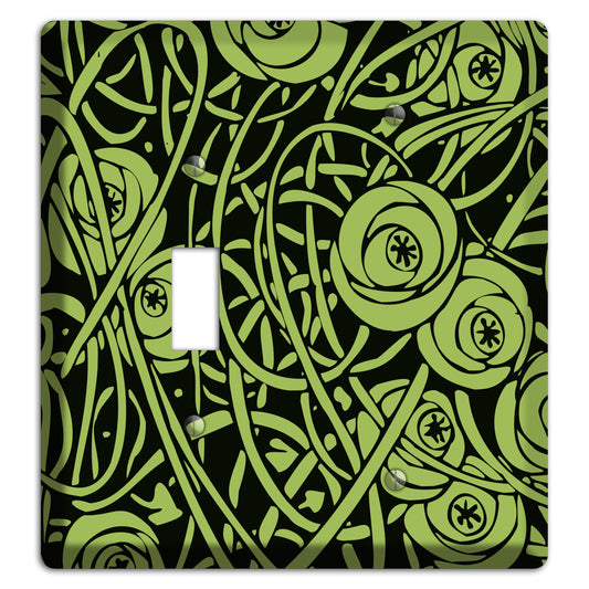 Green Deco Floral Toggle / Blank Wallplate
