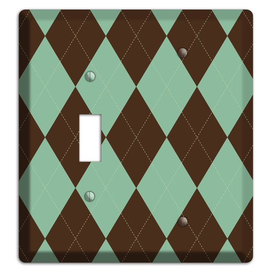Green and Brown Argyle Toggle / Blank Wallplate