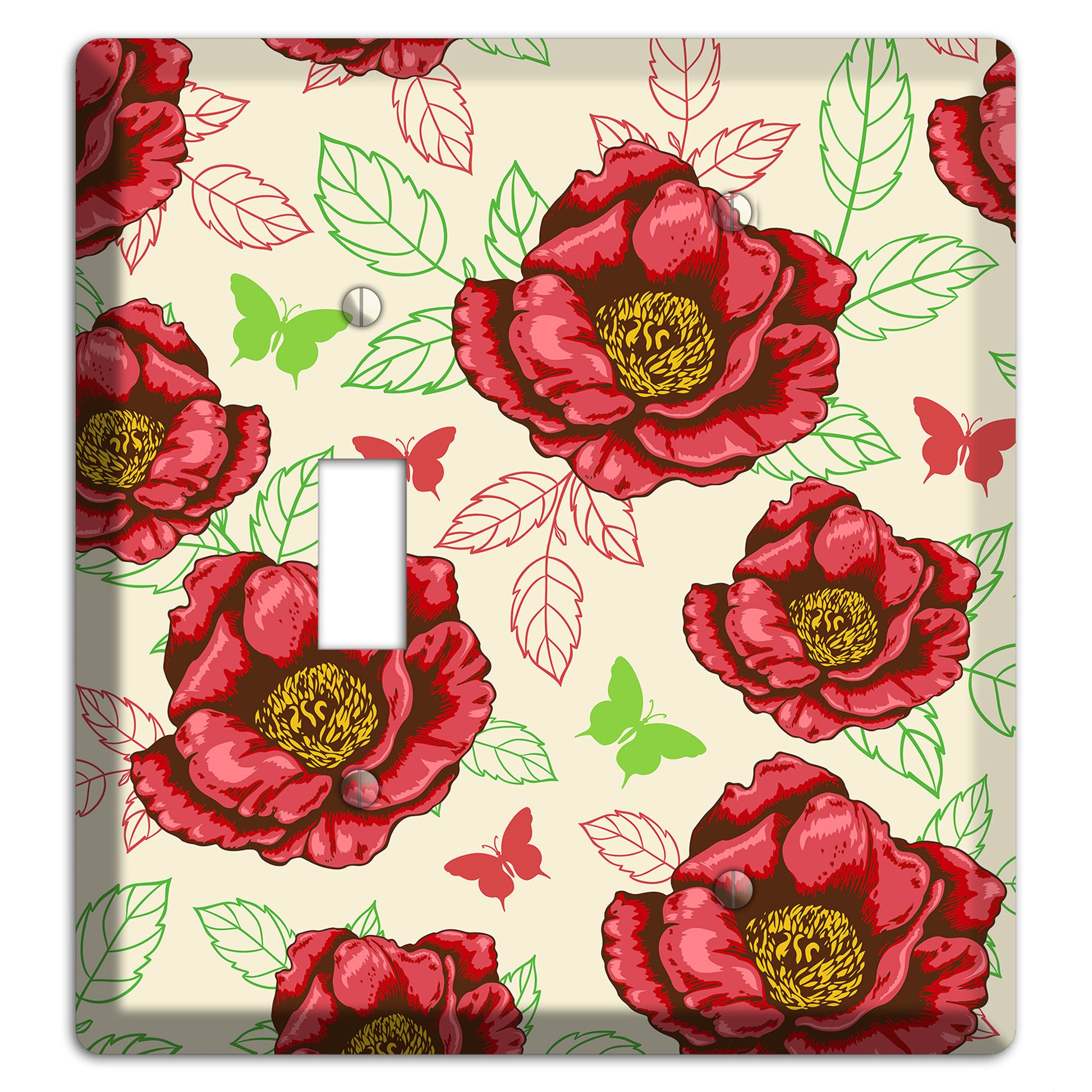 Red Peony Style B Toggle / Blank Wallplate