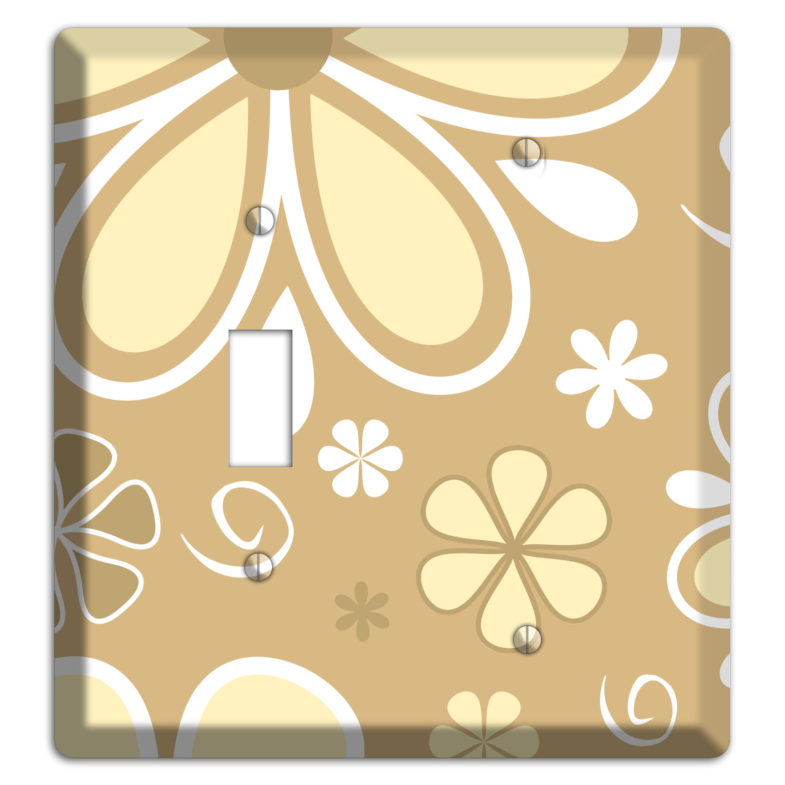 Beige Retro Flowers Toggle / Blank Wallplate