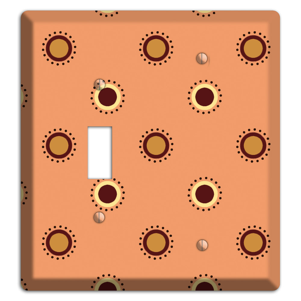 Coral with Multi Brown Suzani Dots Toggle / Blank Wallplate