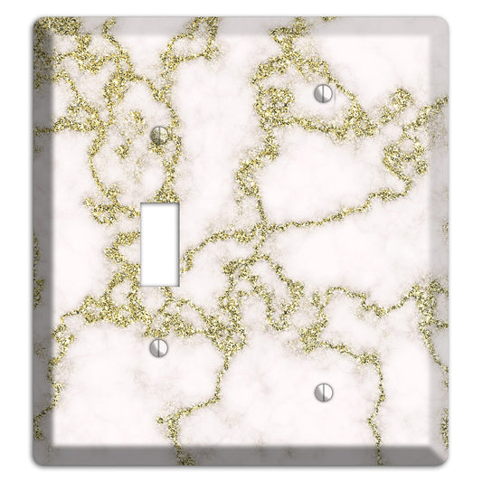 White and Gold Marble Shatter Toggle / Blank Wallplate