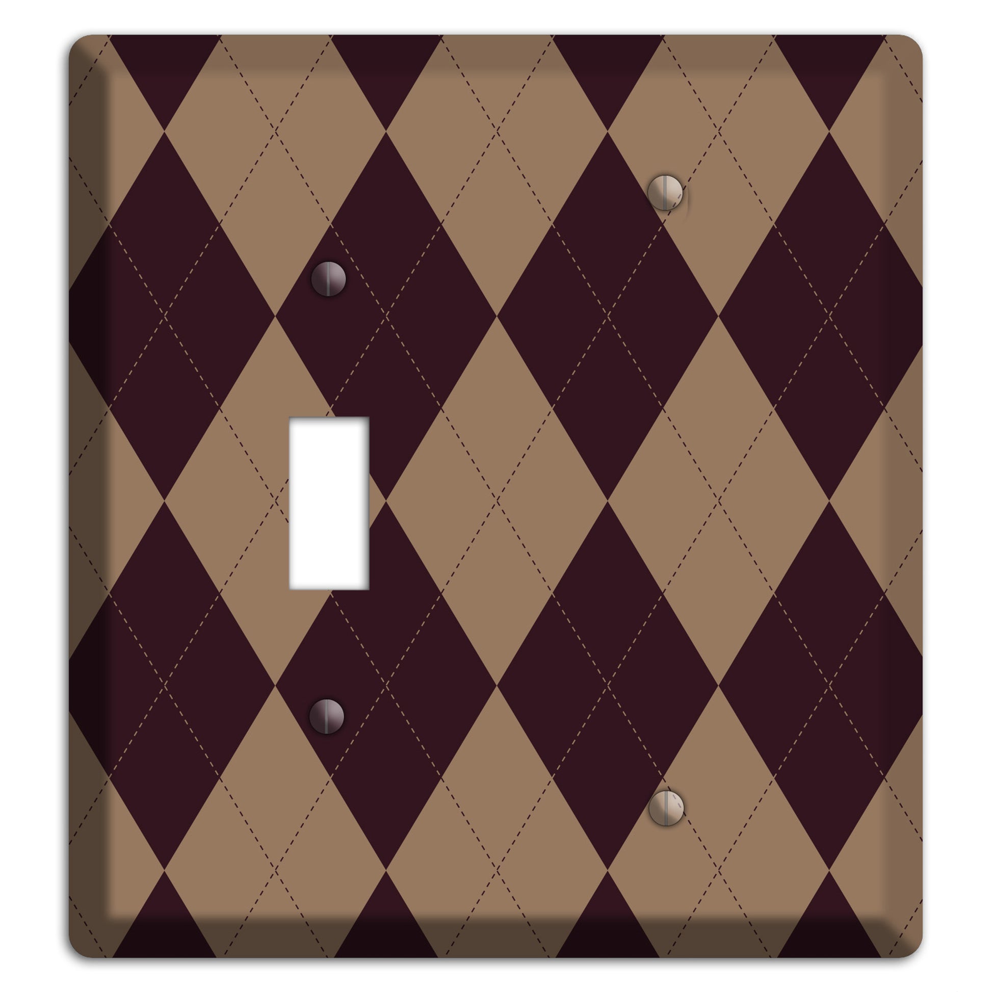 Burguny and Beige Argyle Toggle / Blank Wallplate