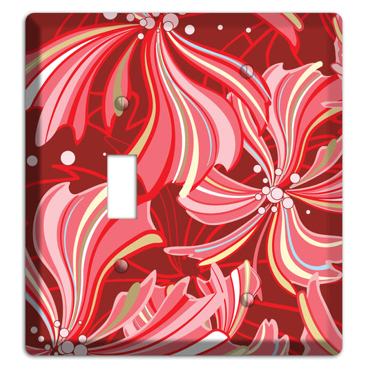Red Deco Blossoms Toggle / Blank Wallplate
