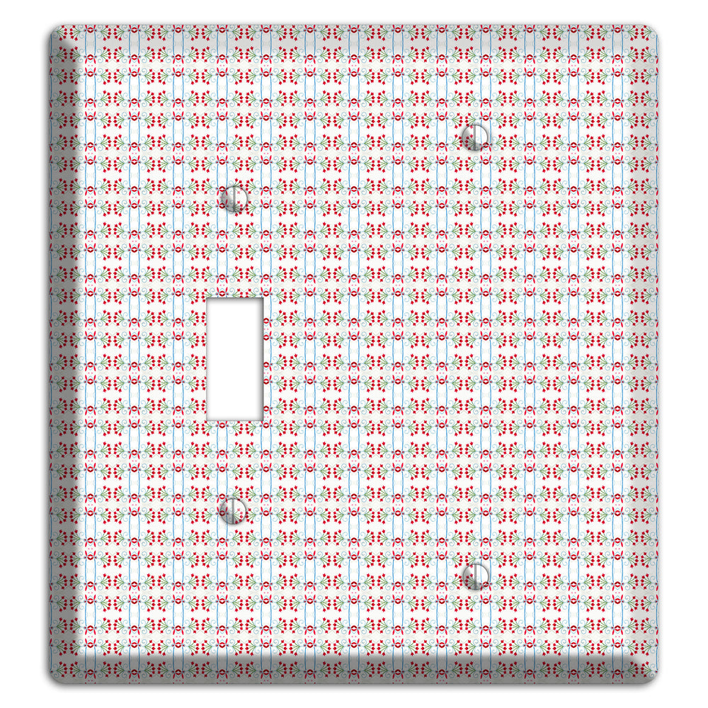 White with Red Blue Tapestry Toggle / Blank Wallplate
