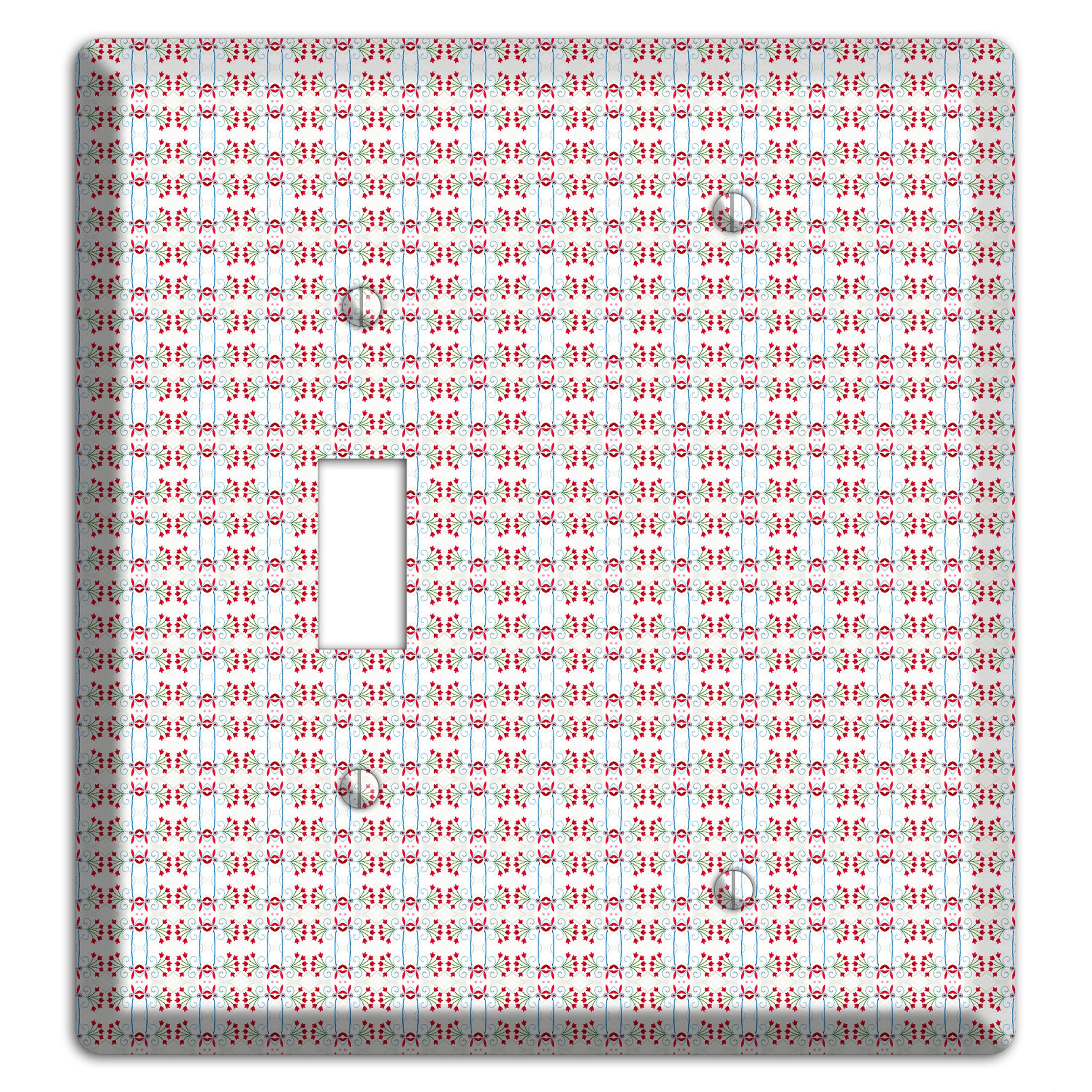 White with Red Blue Tapestry Toggle / Blank Wallplate
