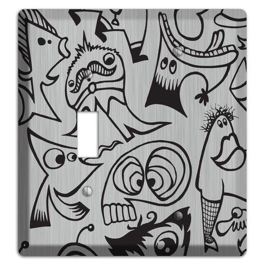 Whimsical Faces 2  Stainless Toggle / Blank Wallplate