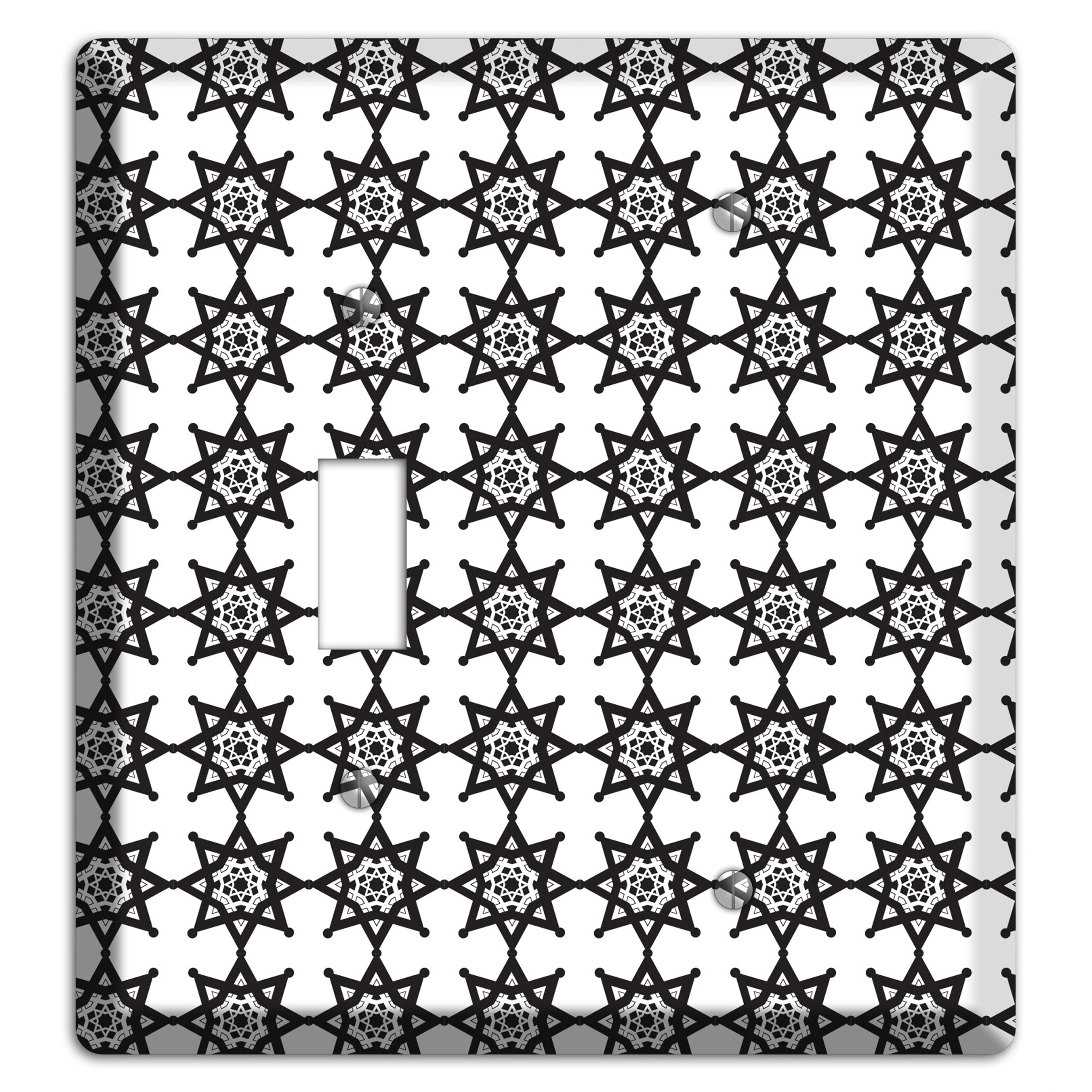 White with Black Arabesque Aster Toggle / Blank Wallplate