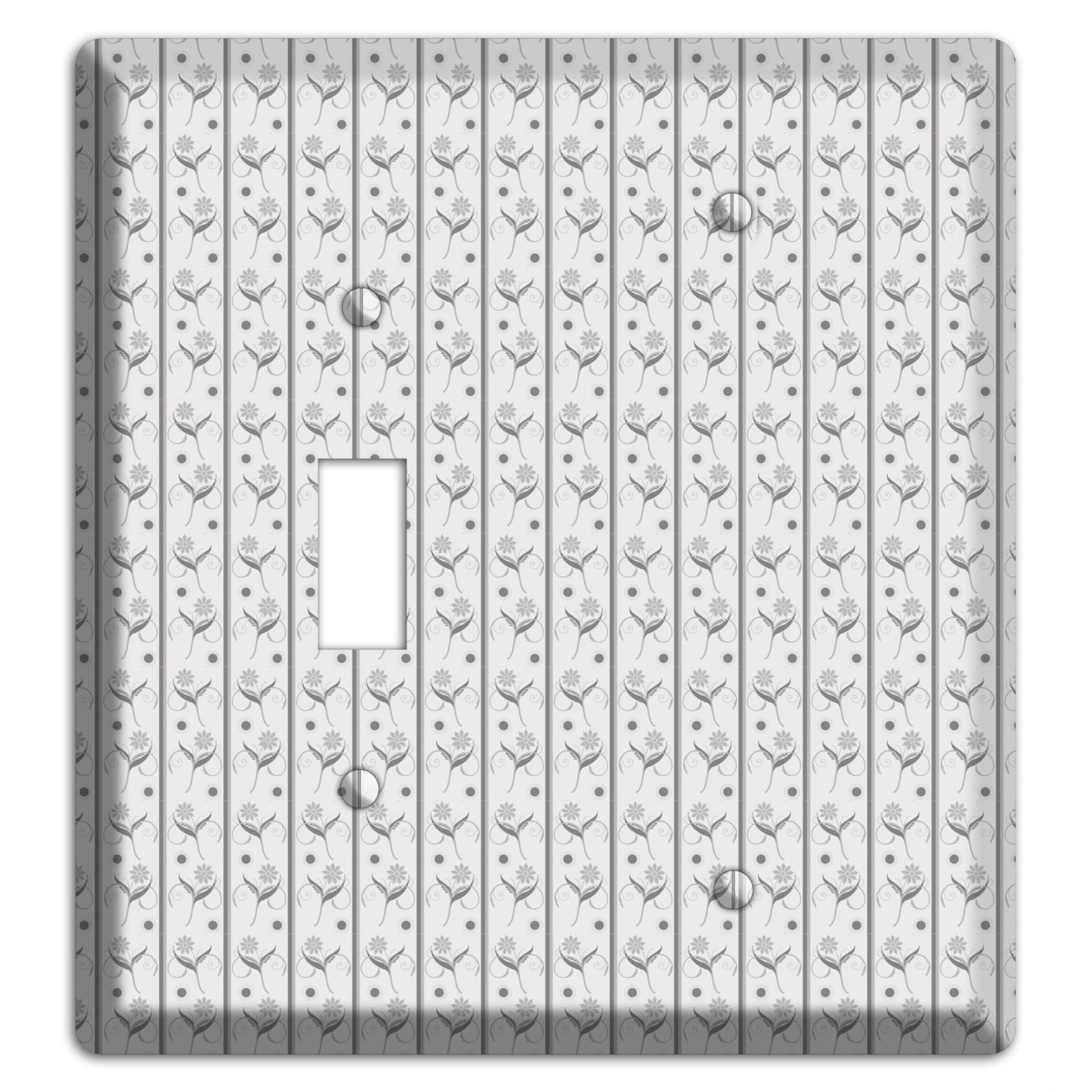 Grey Small Floral Pattern Toggle / Blank Wallplate