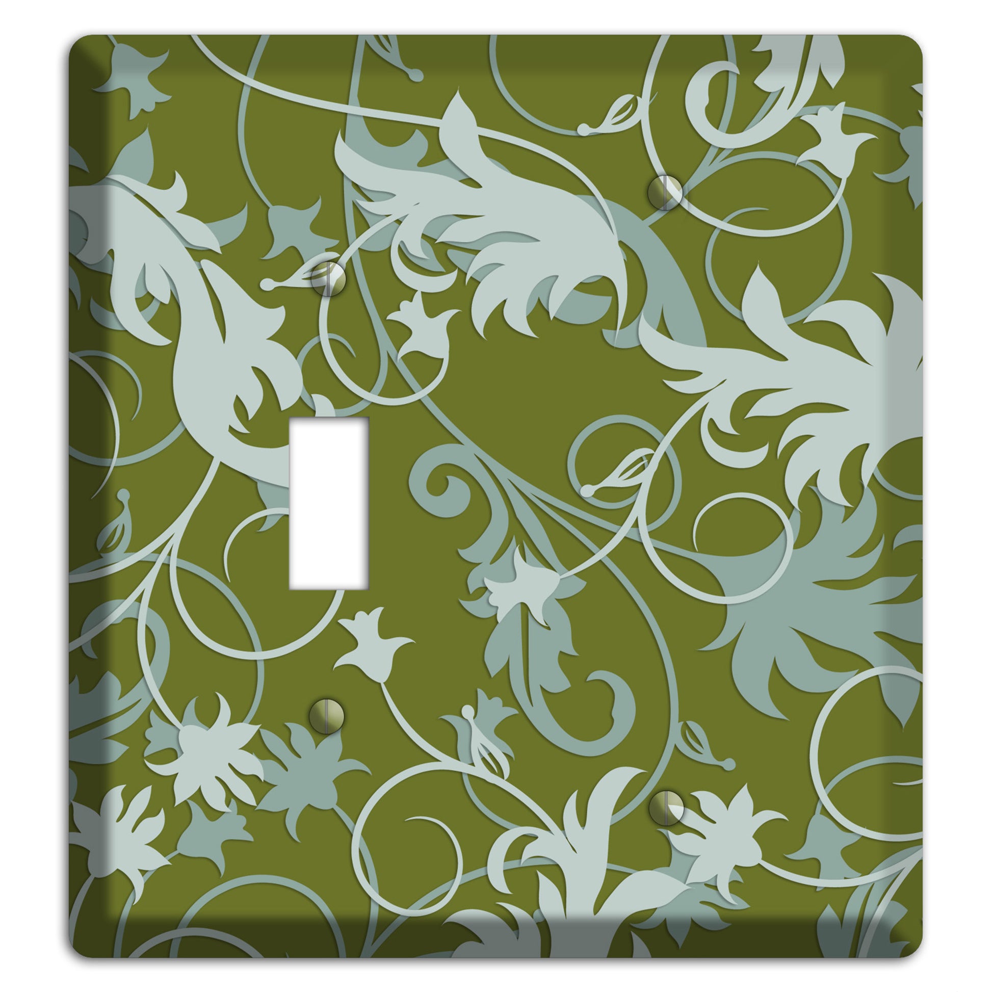 Green and Beige Victorian Sprig Toggle / Blank Wallplate