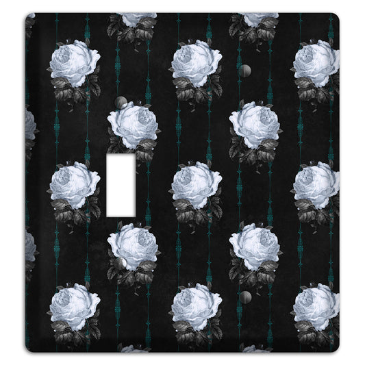 Dramatic Floral Black Toggle / Blank Wallplate
