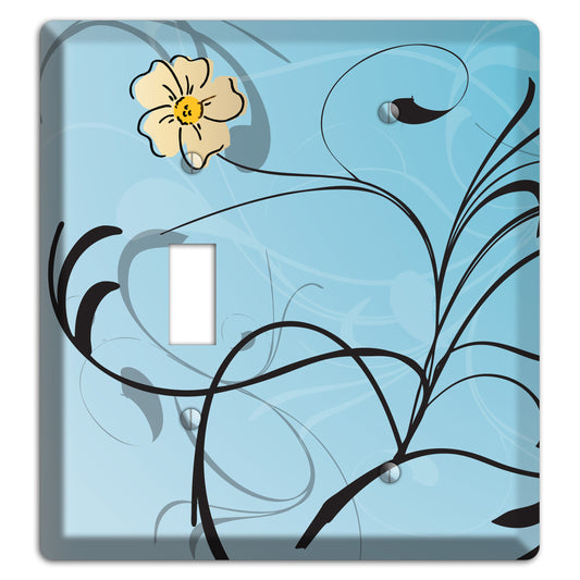 Blue Flower with Swirl Toggle / Blank Wallplate